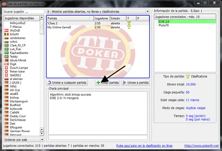 Crear partida en PokerTH
