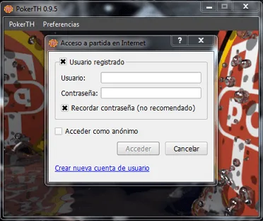Partida en Internet registrarse, iniciar sesión y jugar