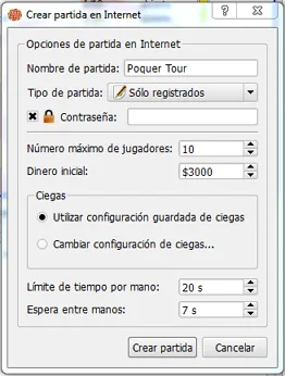 Crear partida privada PokerTH